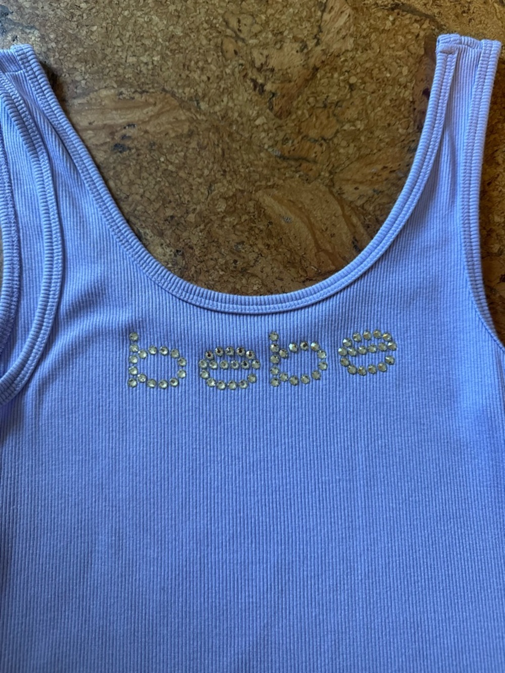Vintage BeBe Lavender Purple Ribbed Tank with Studded 'bebe' Logo